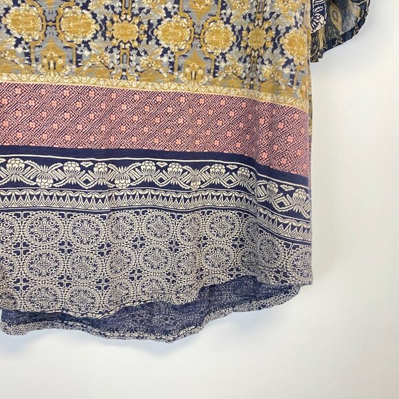 Lucky Brand Paisley Flutter Sleeve Top - Picture 4 of 10